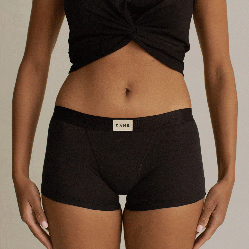 DAME Shortie Period Pants – Organic Cotton, High Waist