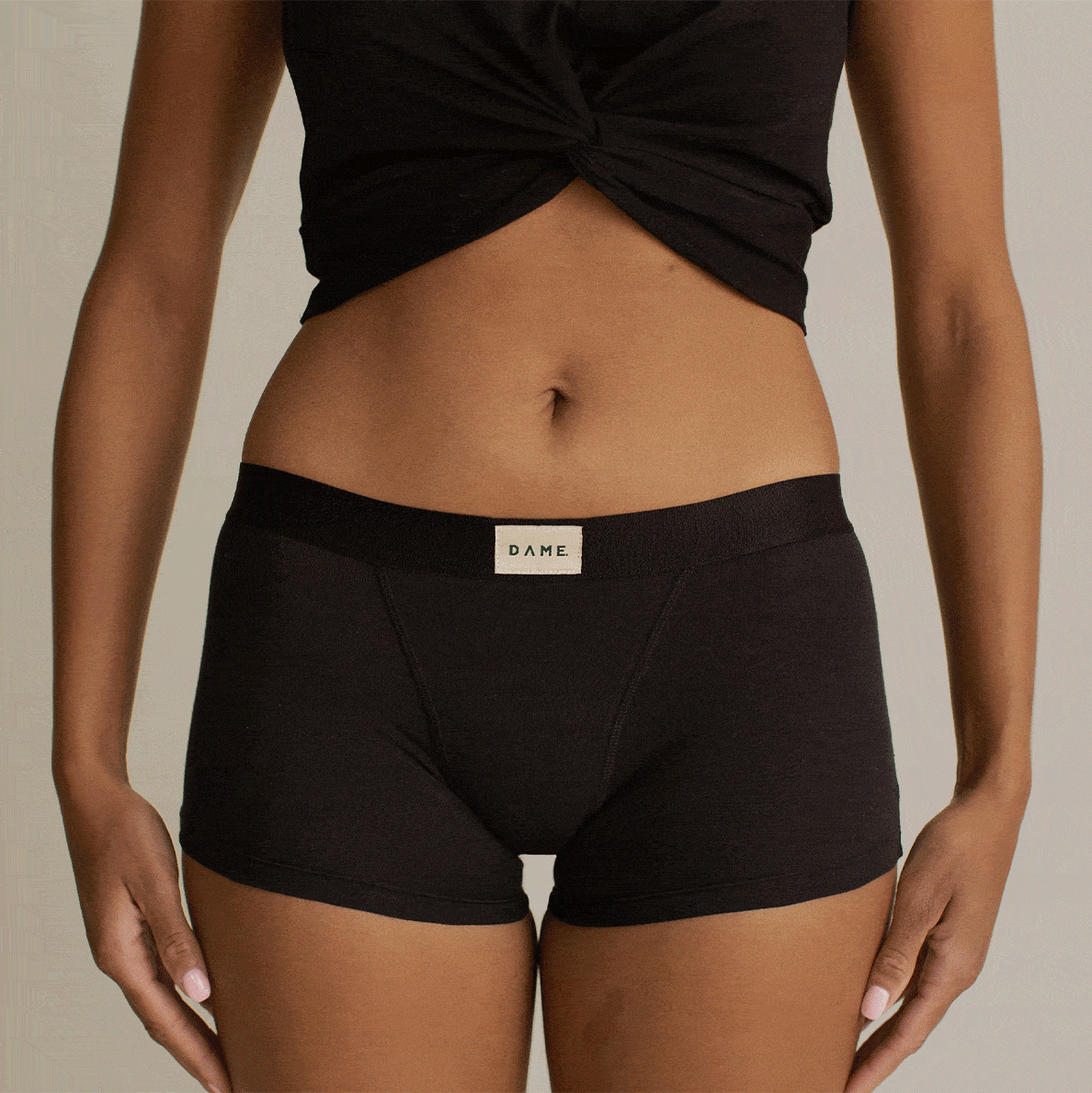 DAME Shortie Period Pants – Organic Cotton, High Waist
