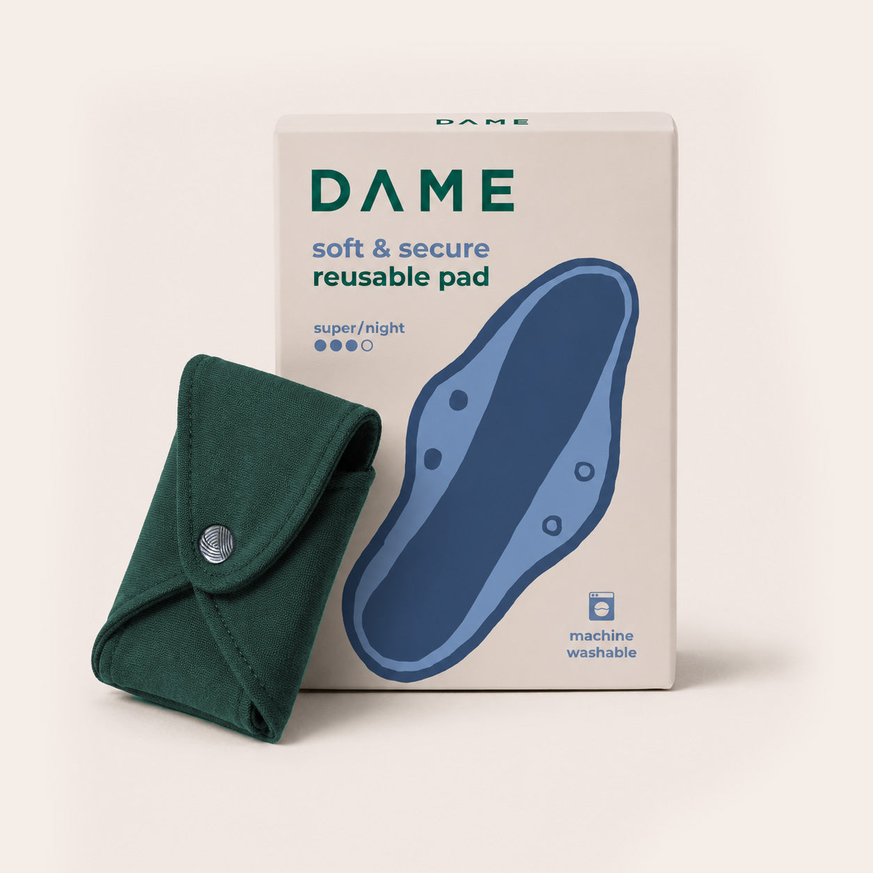 DAME Reusable Period Pads – Organic Cotton, 4 Sizes