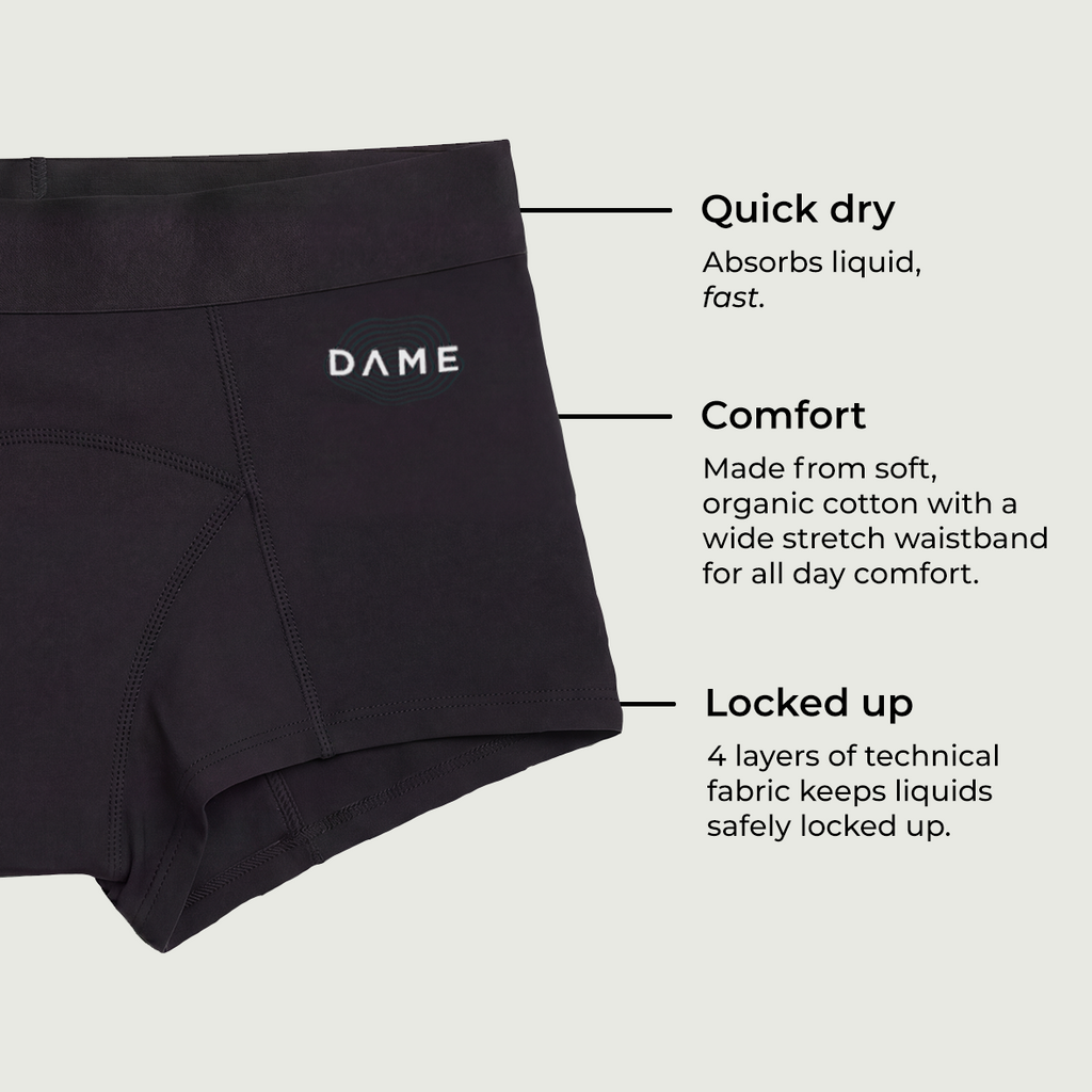 DAME Shortie Period Pants – Organic Cotton, High Waist
