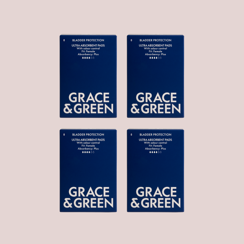 Grace & Green Organic Bladder Pads Plus – 4 Box Bundle