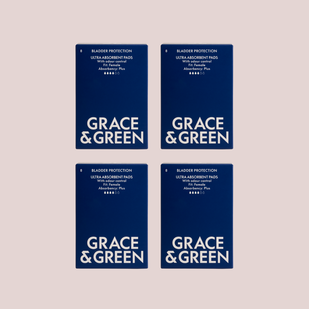 Grace & Green Organic Bladder Pads Plus – 4 Box Bundle