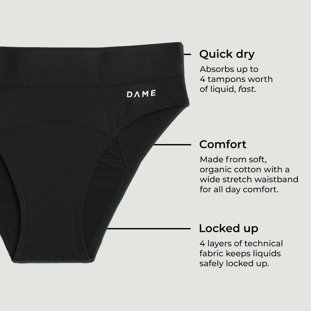 DAME Teen Period Pants – Organic Cotton, Bikini Fit