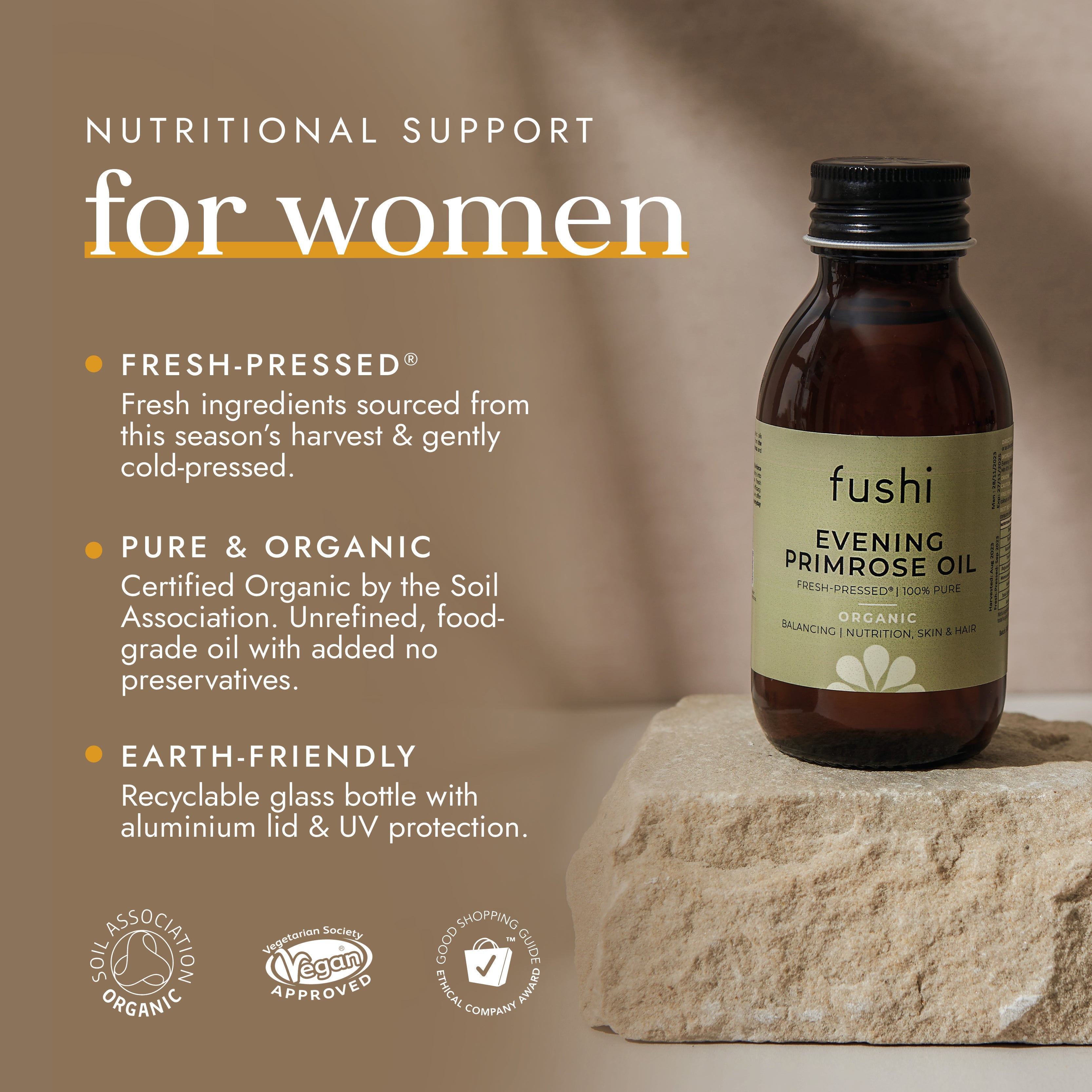 Fushi Organic Evening Primrose Oil 100ml – Cold-Pressed