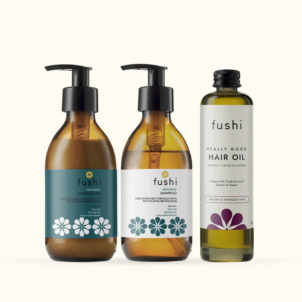 Fushi Hair Boosting Trio – Ayurvedic Shampoo, Oil & Conditioner